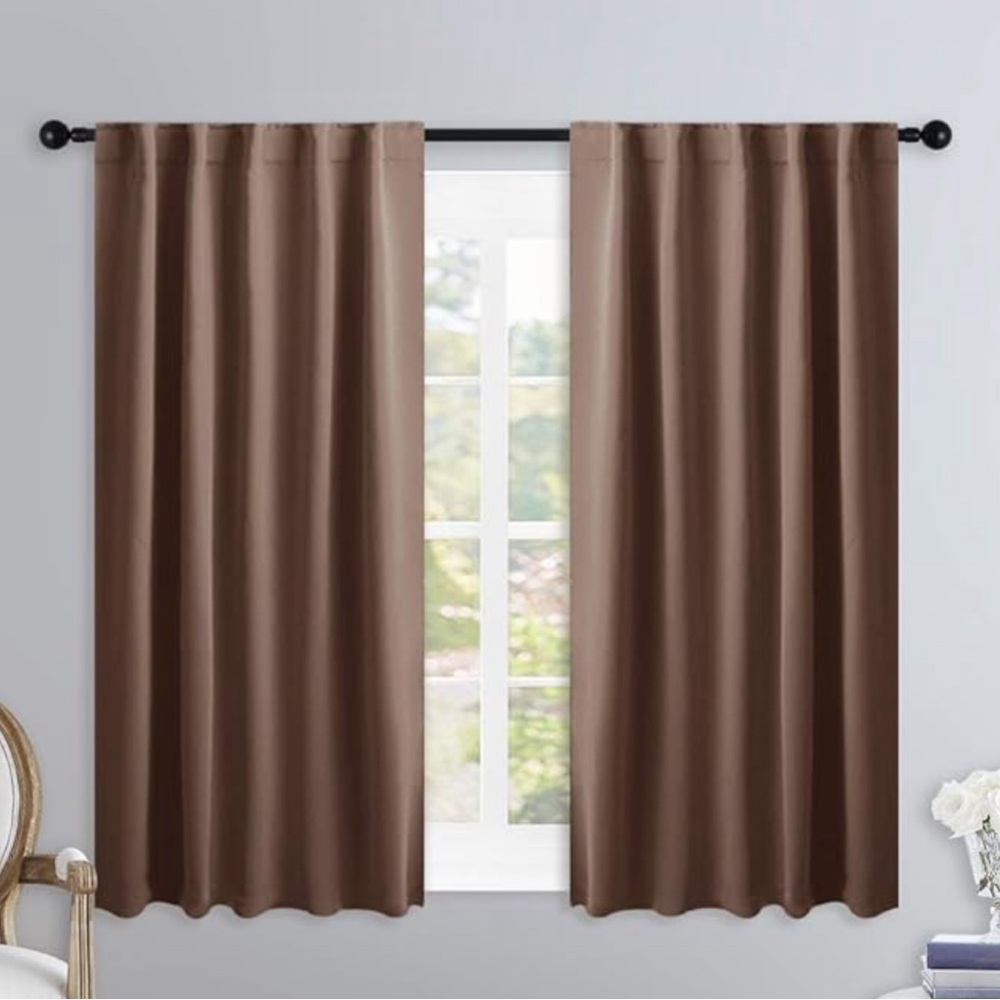 NWT- Two 34 x 45 Blackout Panel Curtains -In Cappuchino